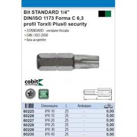 Bit STANDARD 1/4" COBIT profil Torx Plus security