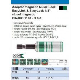Adaptor magnetic  COBIT  Quick Lock EasyLink & EasyLock 1/4” si inel magnetic