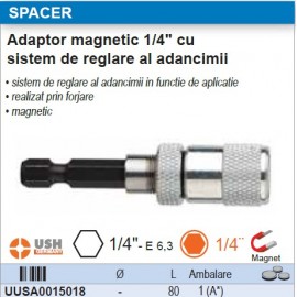 Adaptor magnetic 1/4" USH  cu sistem de reglare al adancimii
