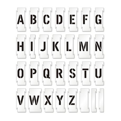 Set sabloane vopsire litere mari A-Z, 5-25 cm inaltime caracter.