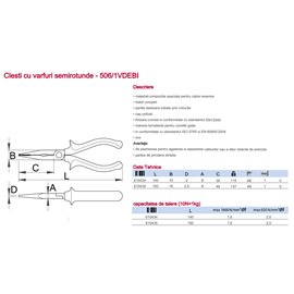 506/1VDEBI Cleste/Patent izolat cu varfuri semirotunde, Unior