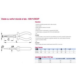 506/1VDEDP Cleste/Patent izolat cu varfuri rotunde si tais, Unior