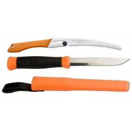 CBS148 Set Cutit Morakniv 2000, portocaliu Si Fierastrau pliabil bushcraft/camping Silky Gomboy curbat 240mm cu 8dinti/30mm