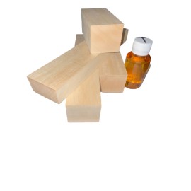 Set 5 blocuri din lemn de tei pentru cioplit + 50 ml ulei tung