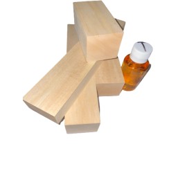 Set 4 blocuri din lemn de tei pentru cioplit + 50 ml ulei tung