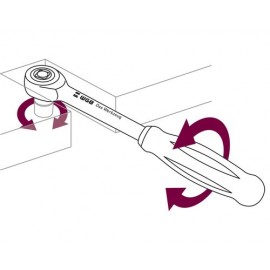 Antrenor cu clichet WGB 1/4" 185mm, 60 dinți, mâner rotativ, crom-vanadiu