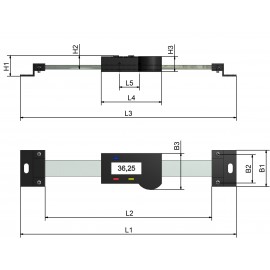 Scală vernier digitală montabilă de 200 mm, WABECO