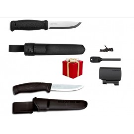 Cutit Morakniv Garberg Black, lama otel inoxidabil + CADOU kit supravietuire si cutit Companion Black