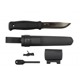 Cutit Morakniv Garberg Black, lama otel carbon + CADOU kit supravietuire si cutit Companion Black